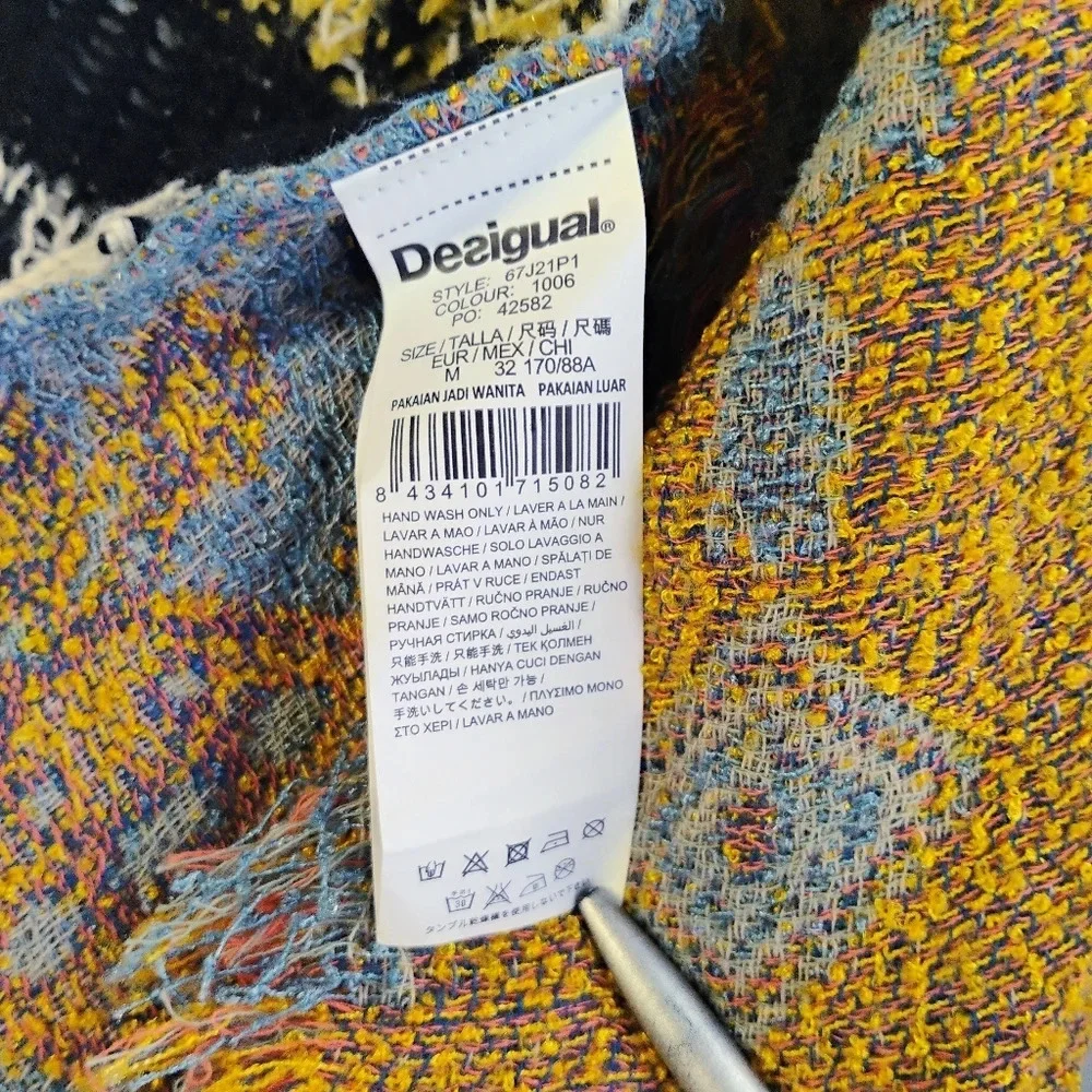 Desigual Drape Cardigan Womens Medium Aztec Southwestern Boho‎ Open Front Artsy